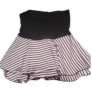 Vintage High Waisted Stretch Lg Elegant Black and Pink Striped Women's Skirt